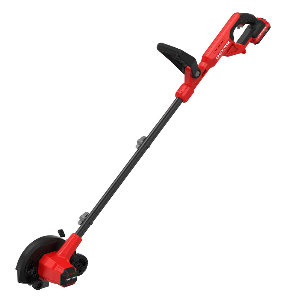 CRAFTSMAN edger hung on VERSATRACK for easy organized storage