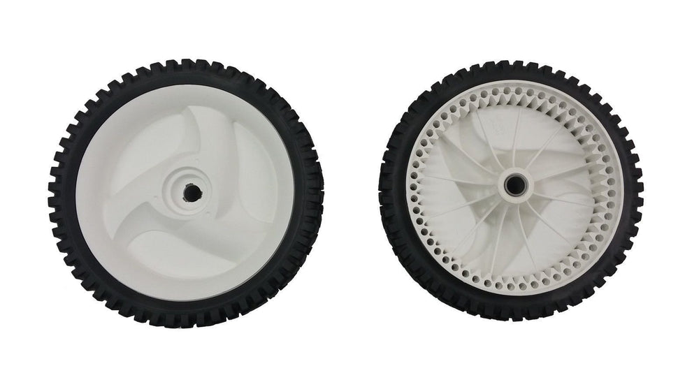 CRAFTSMAN wheels installed on mower front, restores smooth steering benefit