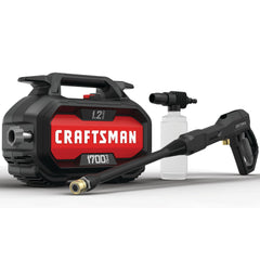 CRAFTSMAN front view showing compact pressure washer and controls, easy storage benefit