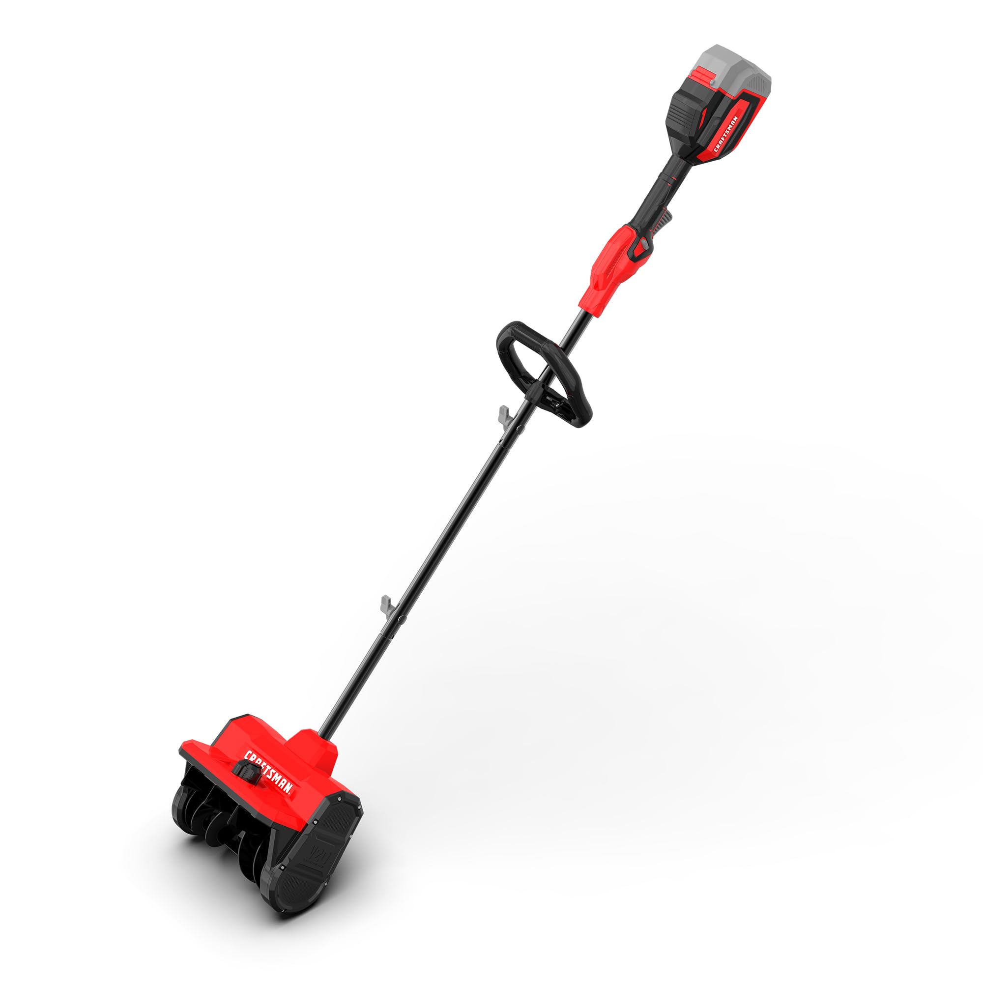 CRAFTSMAN front view of cordless snow shovel showing compact design and quick cleanup