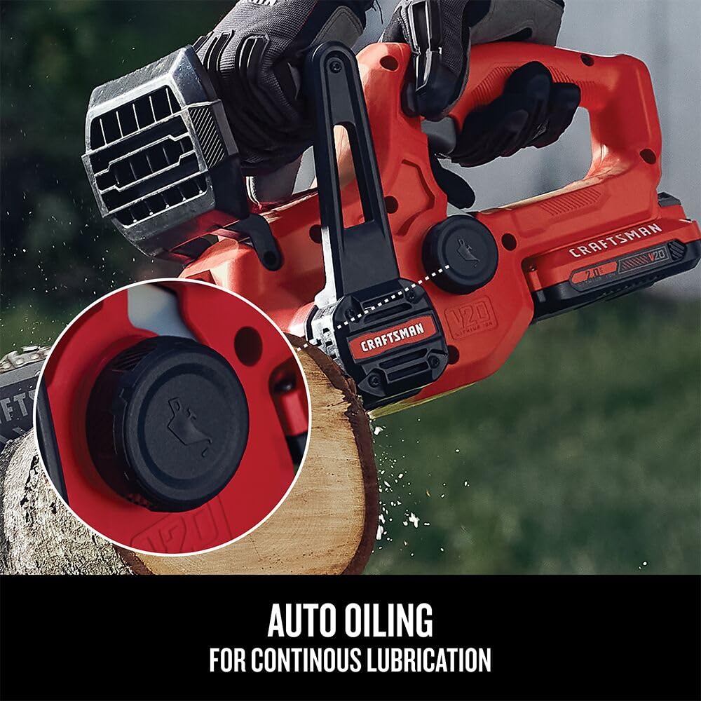 CRAFTSMAN ergonomic handle and trigger close-up for comfortable control and safety