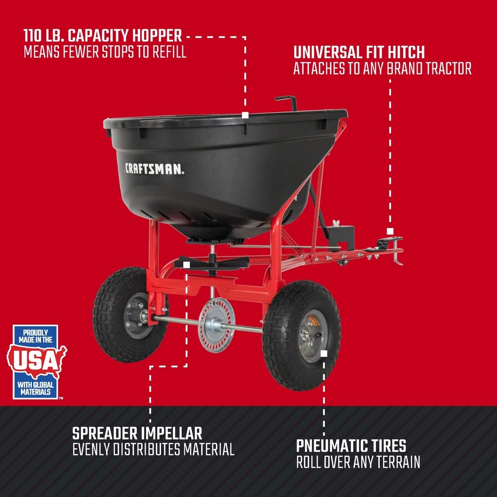 CRAFTSMAN top view of poly hopper open for easy filling and fewer refills