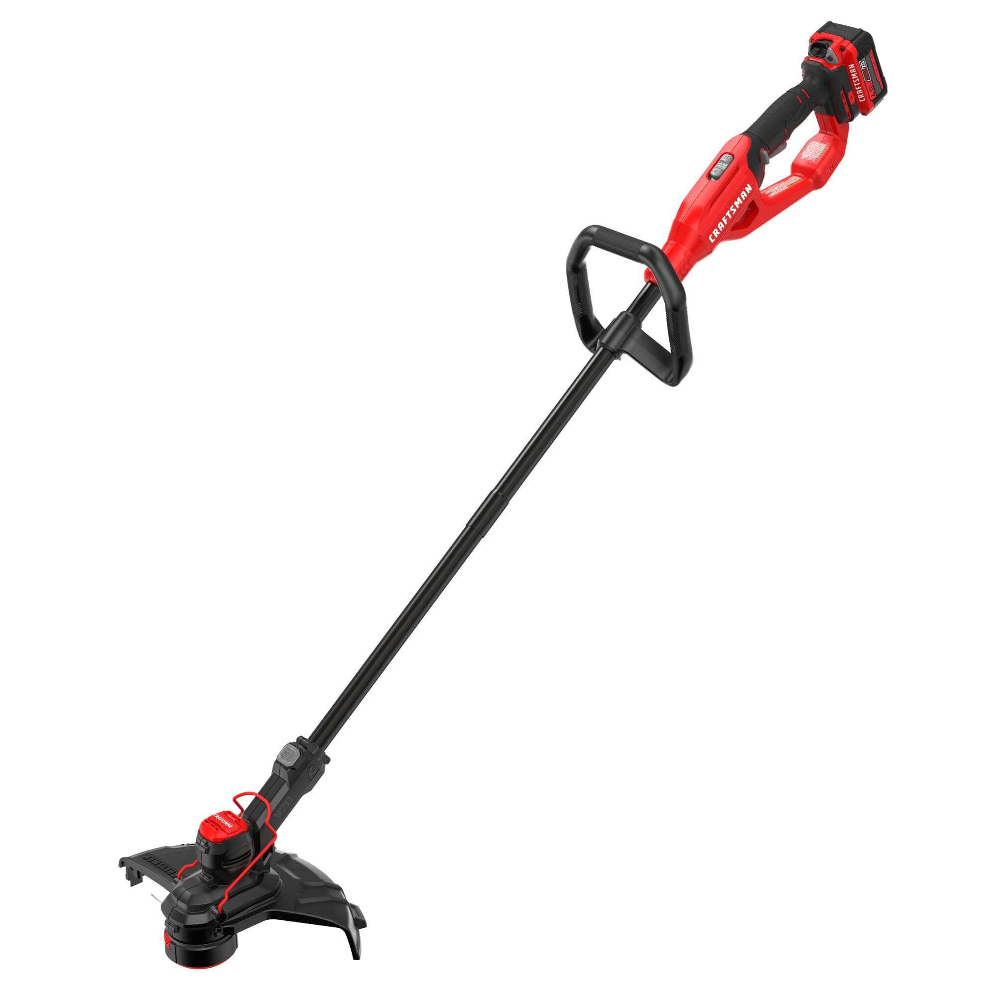 CRAFTSMAN trimmer used in front yard giving neat, manicured lawn benefit