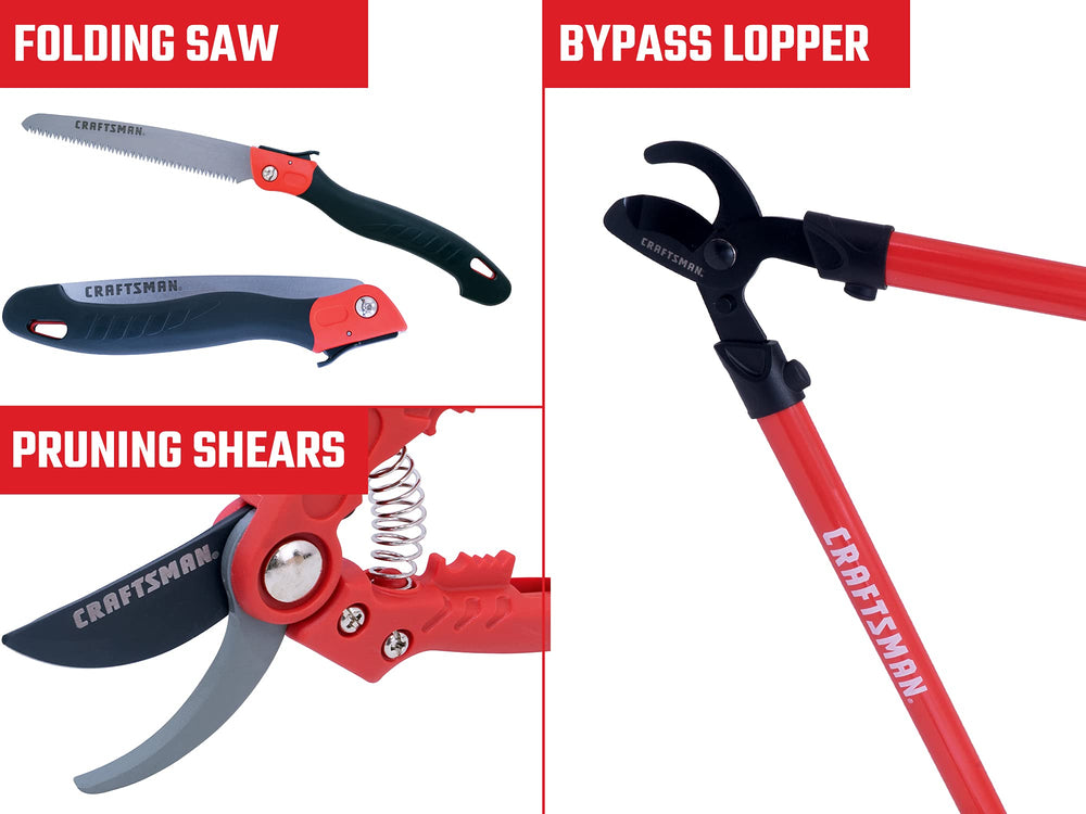 CRAFTSMAN lopper cutting a woody branch demonstrating clean bypass shearing