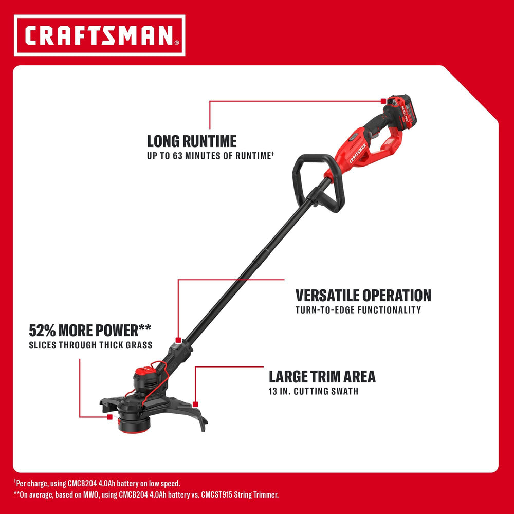 CRAFTSMAN trimmer next to ruler showing size for storage and scale