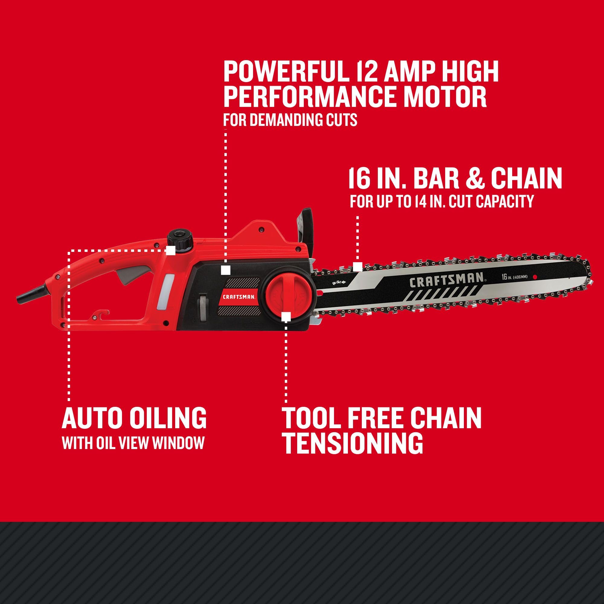 CRAFTSMAN size comparison with a foot to show 16-inch scale and portability