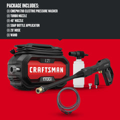 CRAFTSMAN turbo and standard nozzles displayed for focused and wide spray options