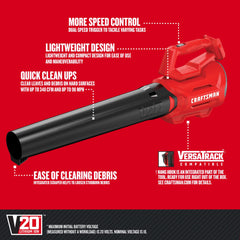 CRAFTSMAN V20 nozzle scraper close-up demonstrating easier stuck debris removal