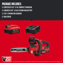CRAFTSMAN V20 close-up of bar and chain showing auto-oiling system benefit