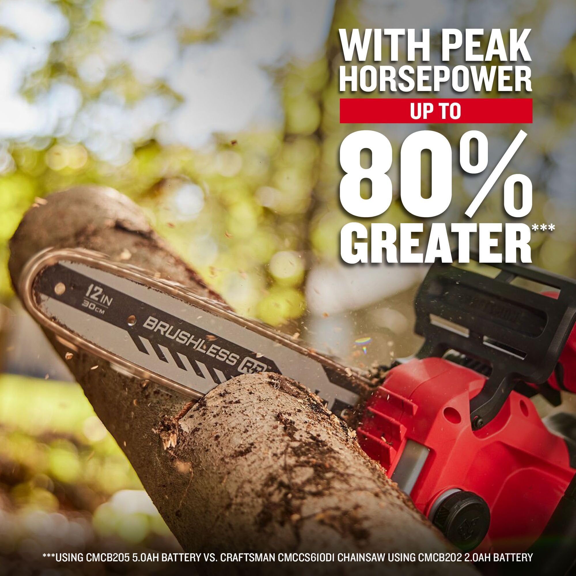 CRAFTSMAN saw cutting a branch demonstrating maneuverability and clean cuts