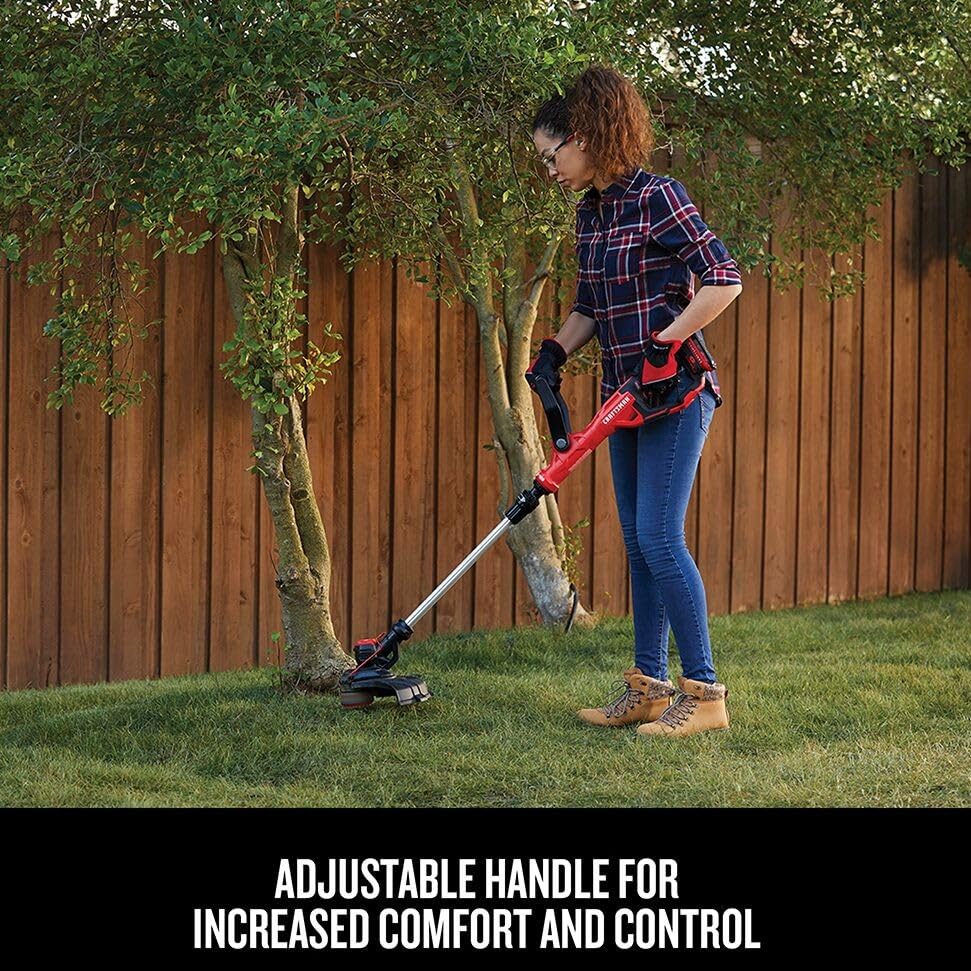CRAFTSMAN trimming in edger mode creating clean lawn borders and neat lines