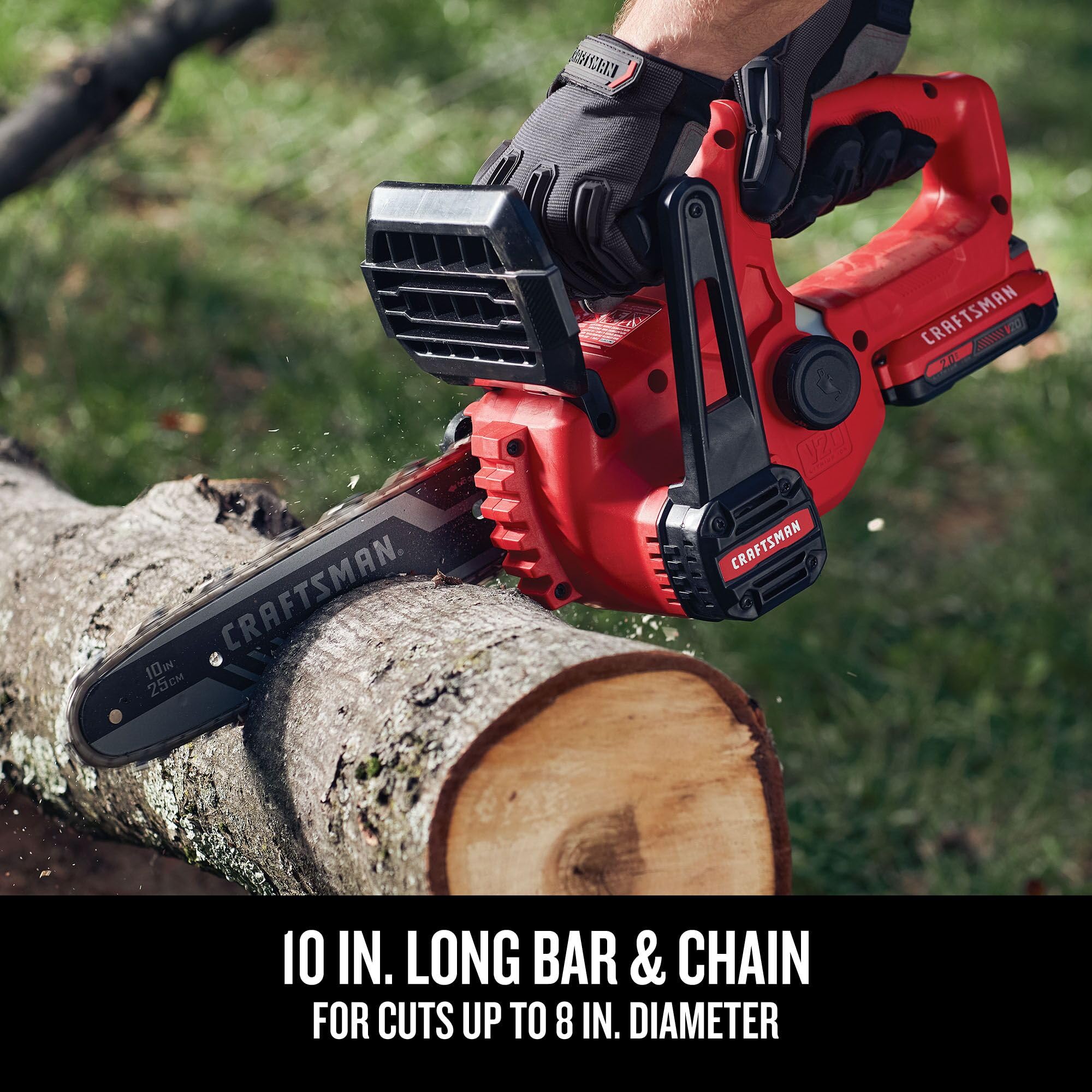 CRAFTSMAN V20 mini chainsaw integrated VERSATRACK hook for neat storage