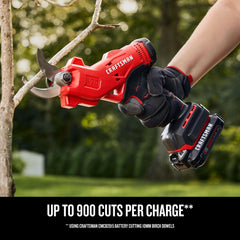 CRAFTSMAN V20 battery and charger included with pruner showing compatibility and ready-to-use convenience