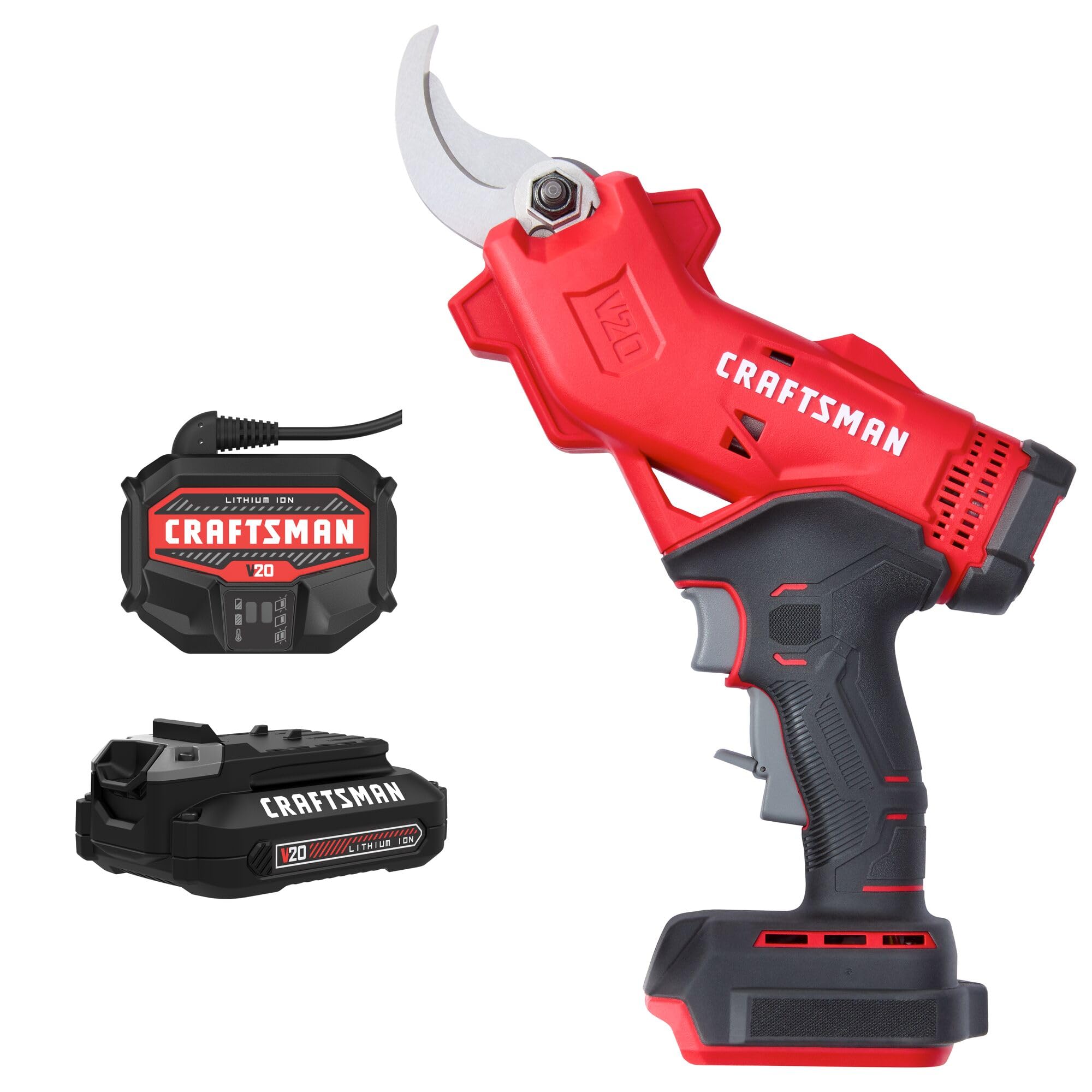 CRAFTSMAN V20 pruner front view showing tool profile and ergonomic grip for comfortable control