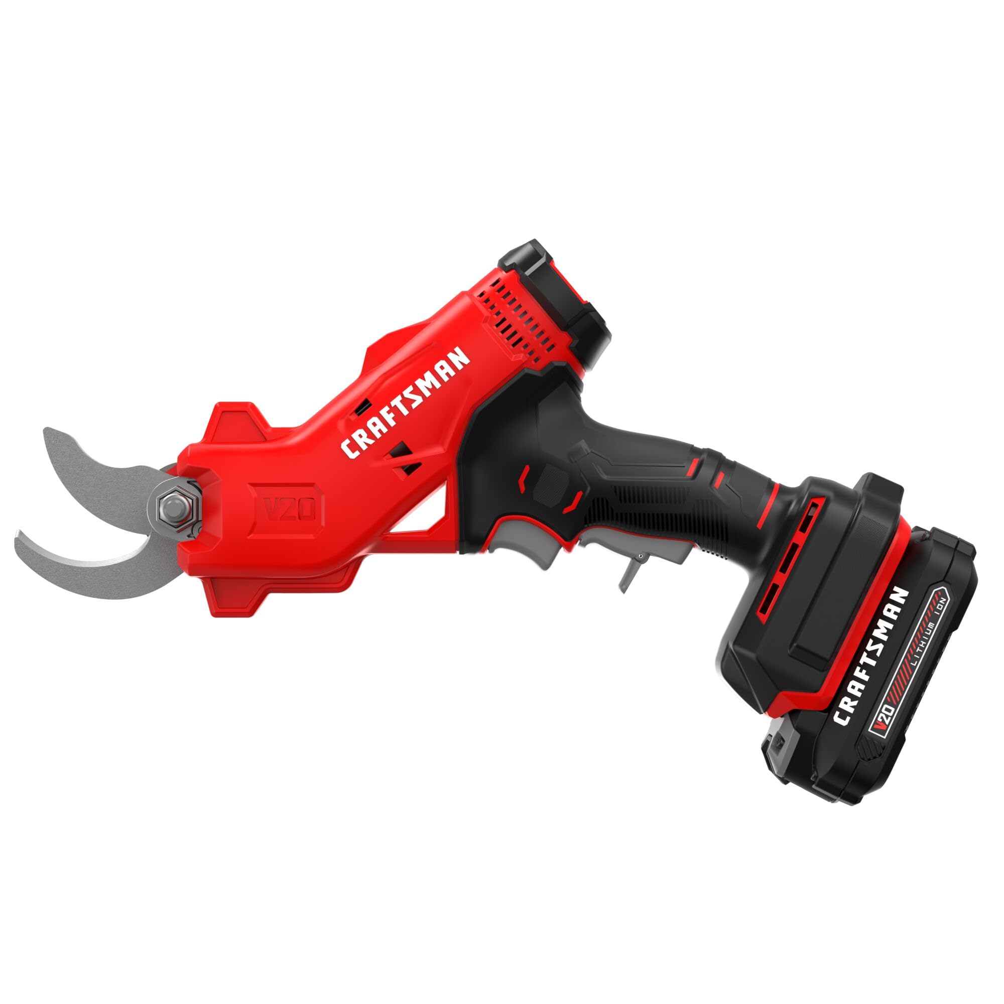 CRAFTSMAN V20 pruner label and 3 Year Limited Warranty badge for product assurance and support