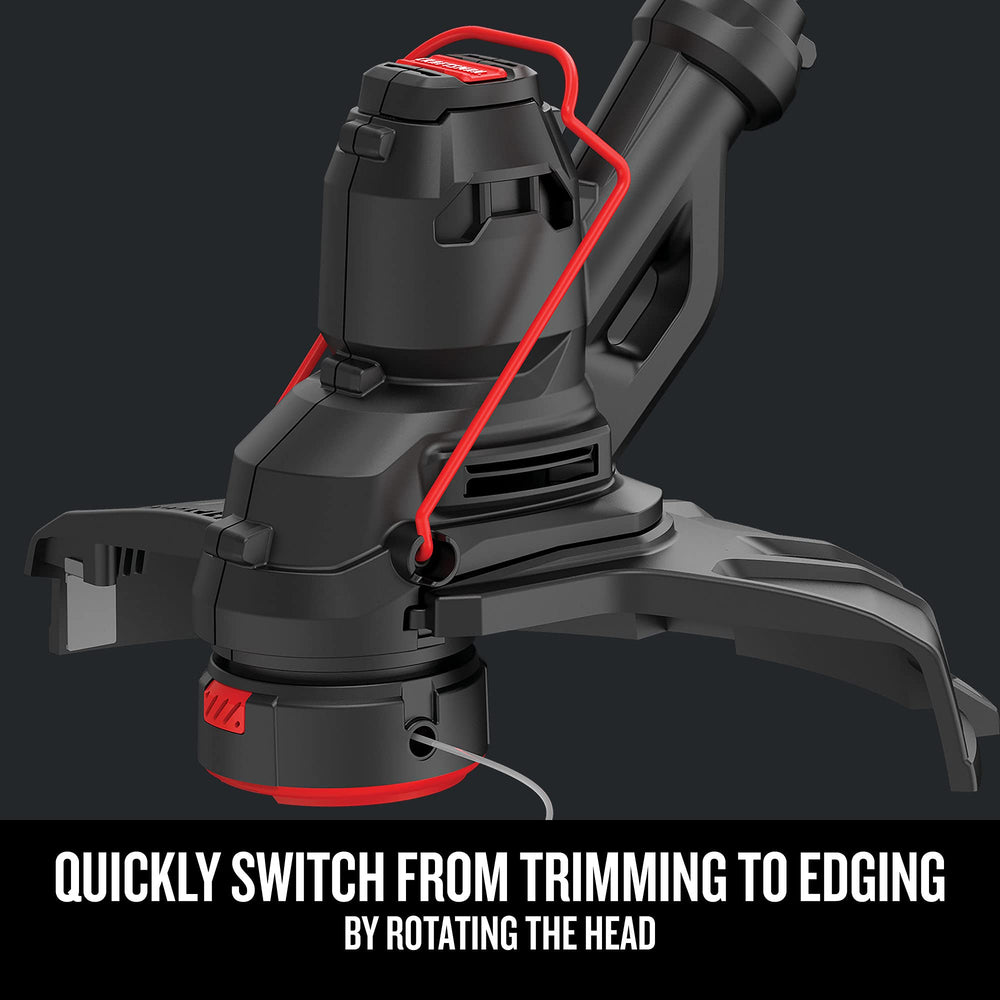 CRAFTSMAN trimmer turned to edge position demonstrating quick edging benefit