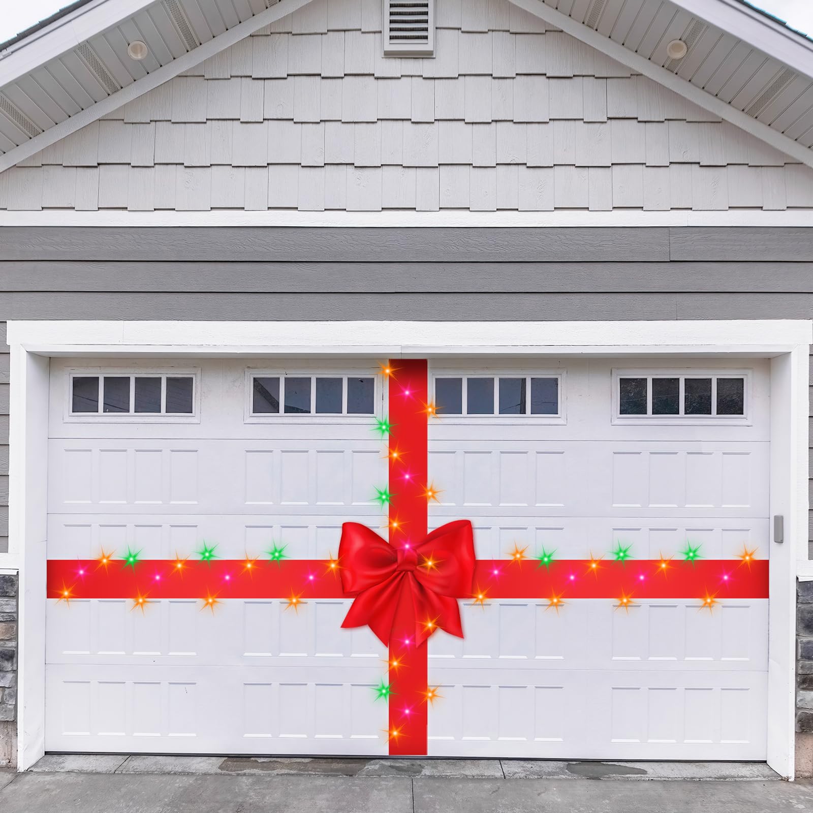 CraftyDream bow on garage door creating instant curb appeal