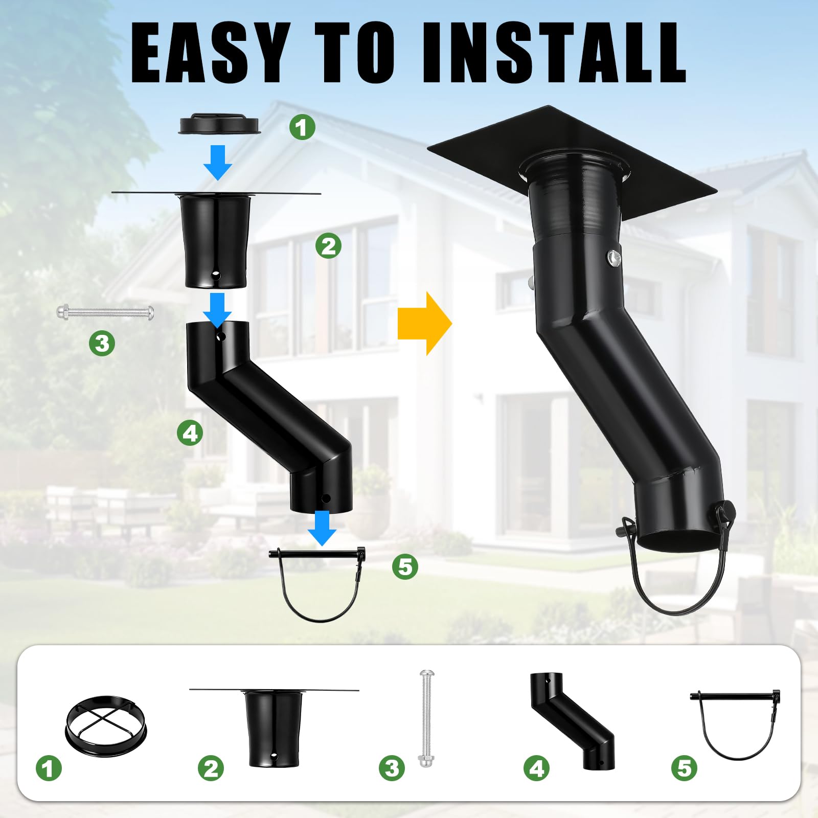 CraftyDream patio setup with rain chain and adapter showcasing attractive water flow