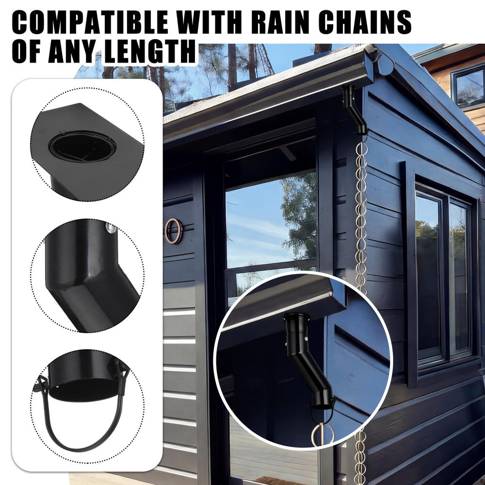 CraftyDream detail of rain chain seated in adapter highlighting reduced swing and splash