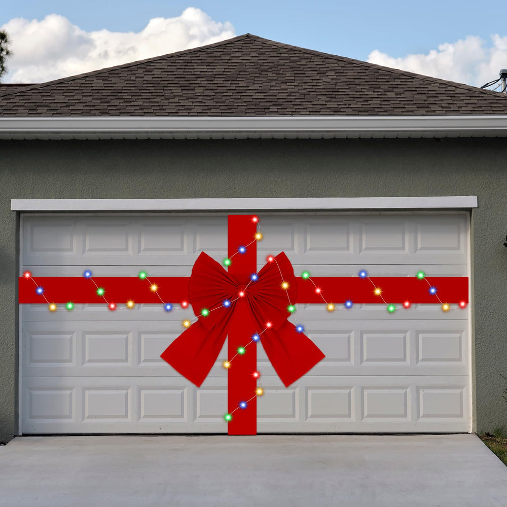 CraftyDream bow scale on double garage door showing full coverage