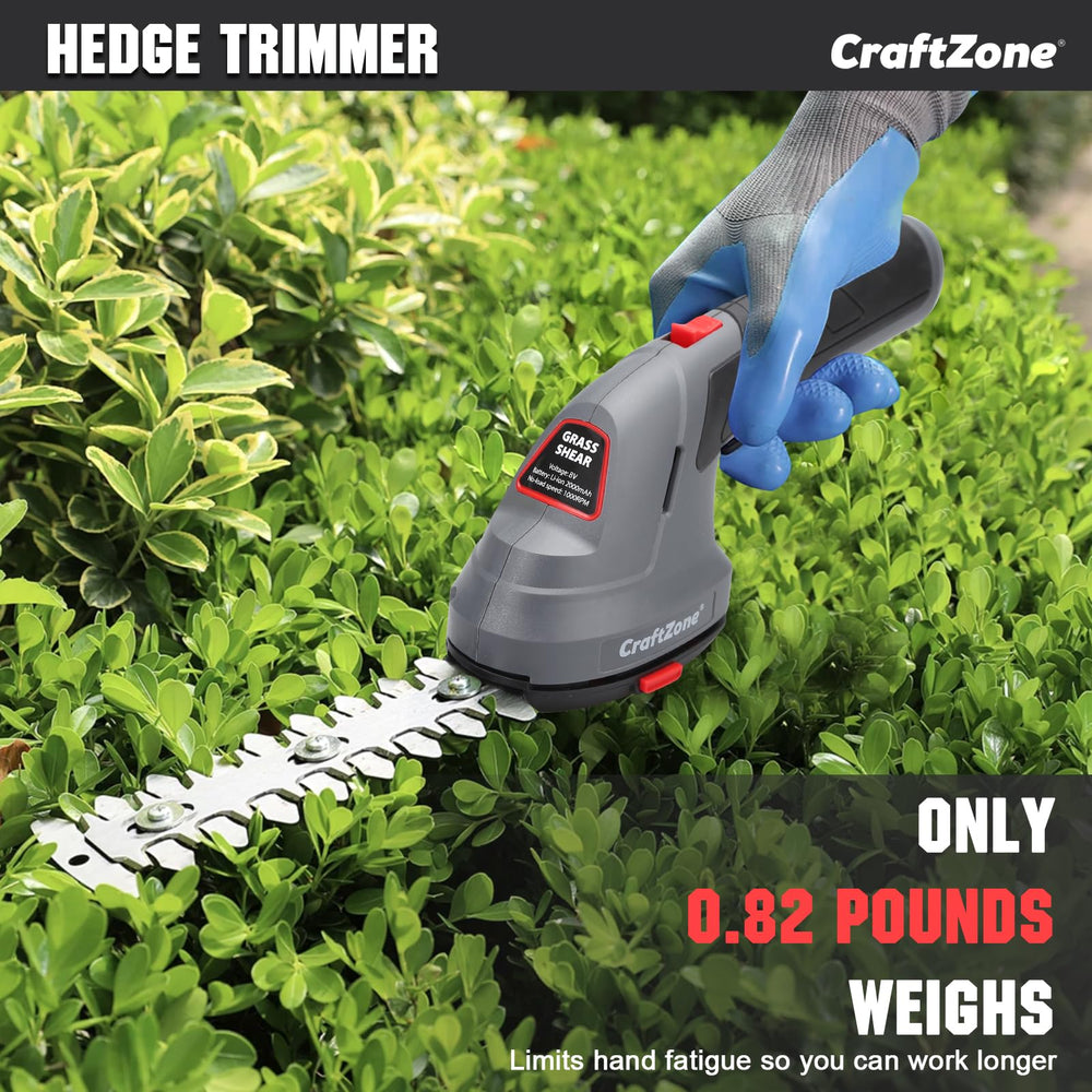 CRAFTZONE trimmer in garden setting showing tidy hedges and precise edging benefit