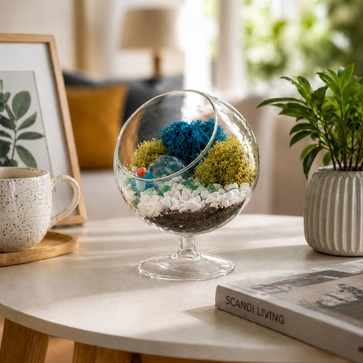 Creations by Nathalie chalice front view showing clear glass planter and visual appeal
