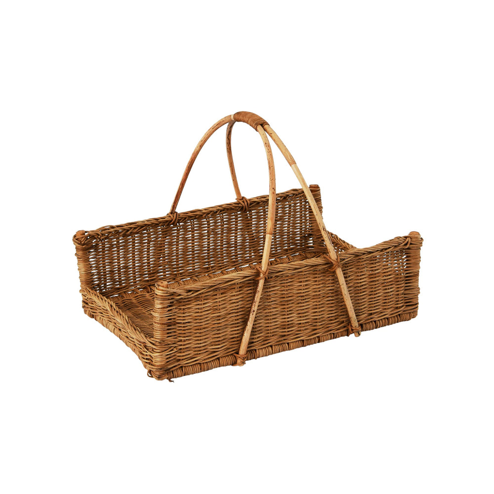 Creative Co-Op front view of rattan hanging basket showing shape and natural appeal