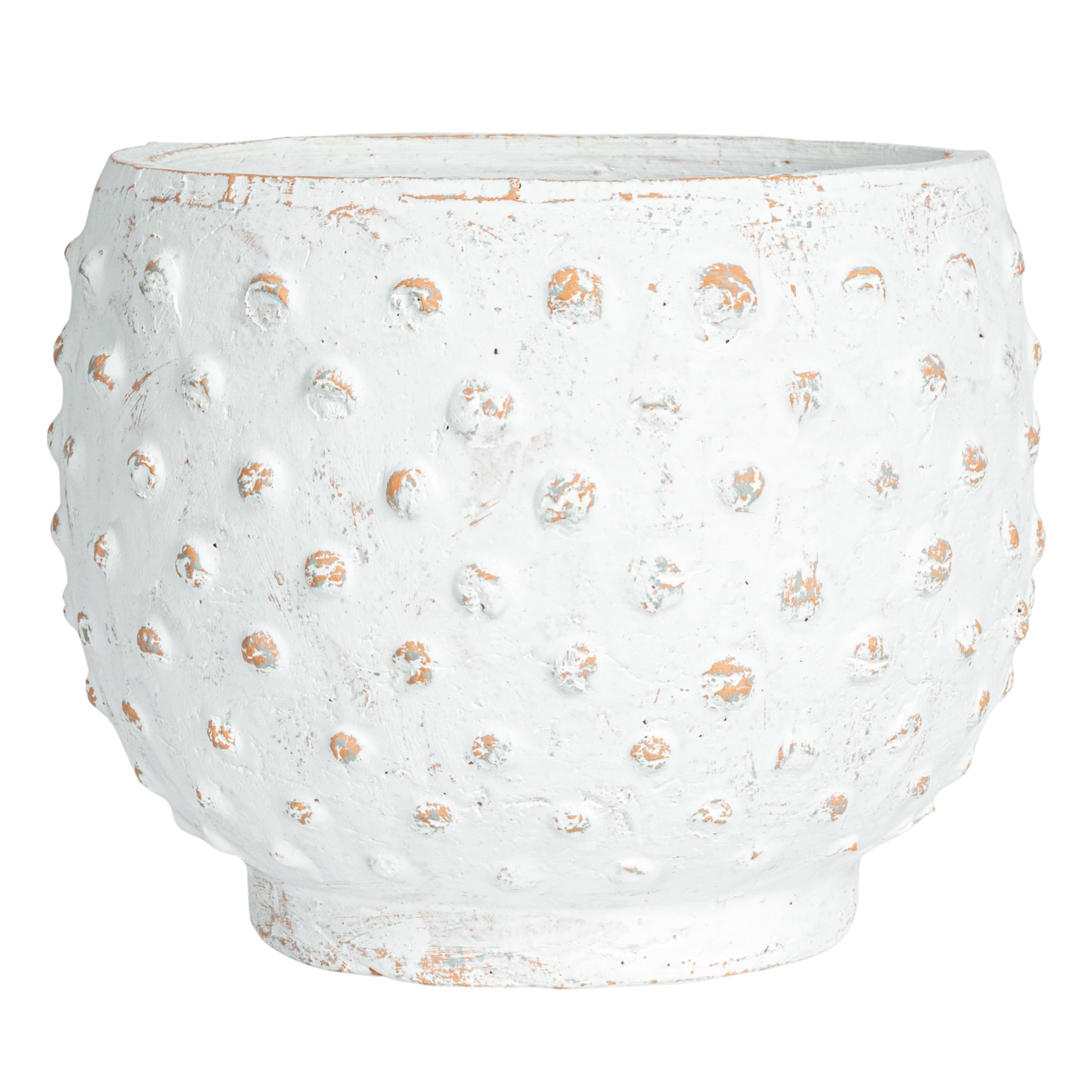 Creative Co-Op planter beside an 8-inch nursery pot for clear size comparison benefit