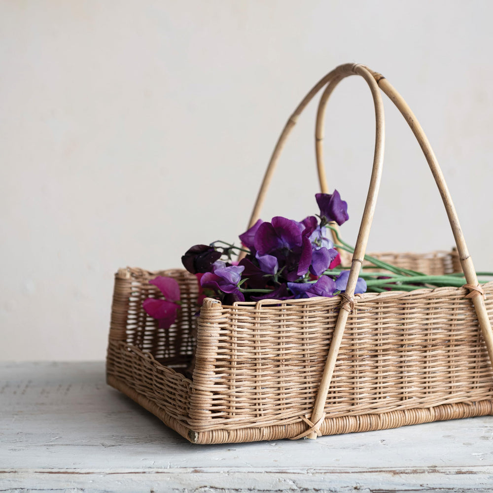 Creative Co-Op hanging basket holding a potted plant adding instant cozy greenery
