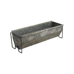 Creative Co-Op front view showing trough shape and distressed zinc finish for rustic styling