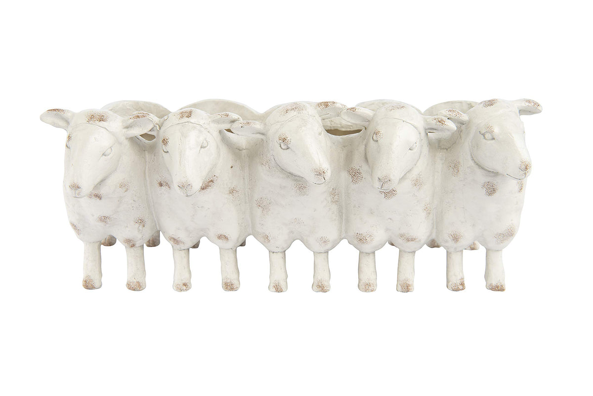 Creative Co-Op front view showing cream sheep trough planter and neutral benefit