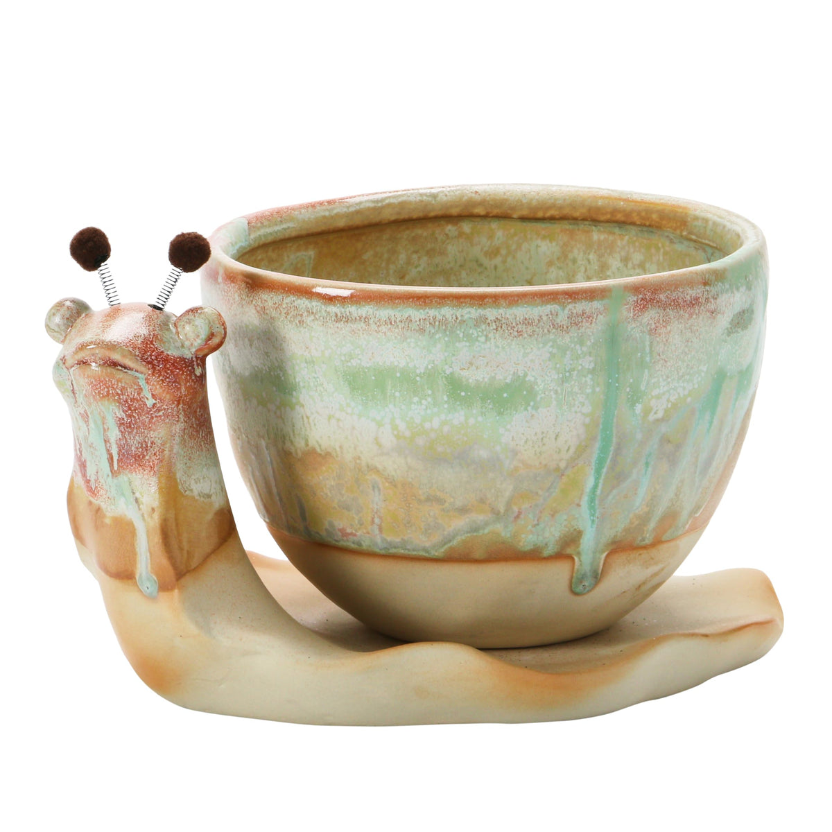creative co-op front view of snail planter showing decorative shape and stability