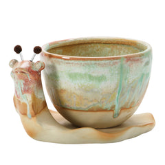 creative co-op front view of snail planter showing decorative shape and stability