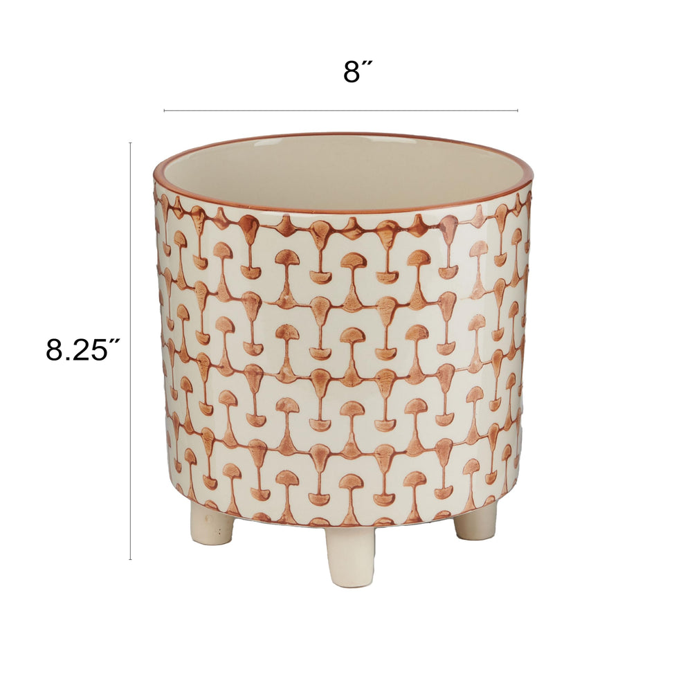 Creative Co-Op close-up of stoneware abstract print texture, highlights artisanal glaze detail