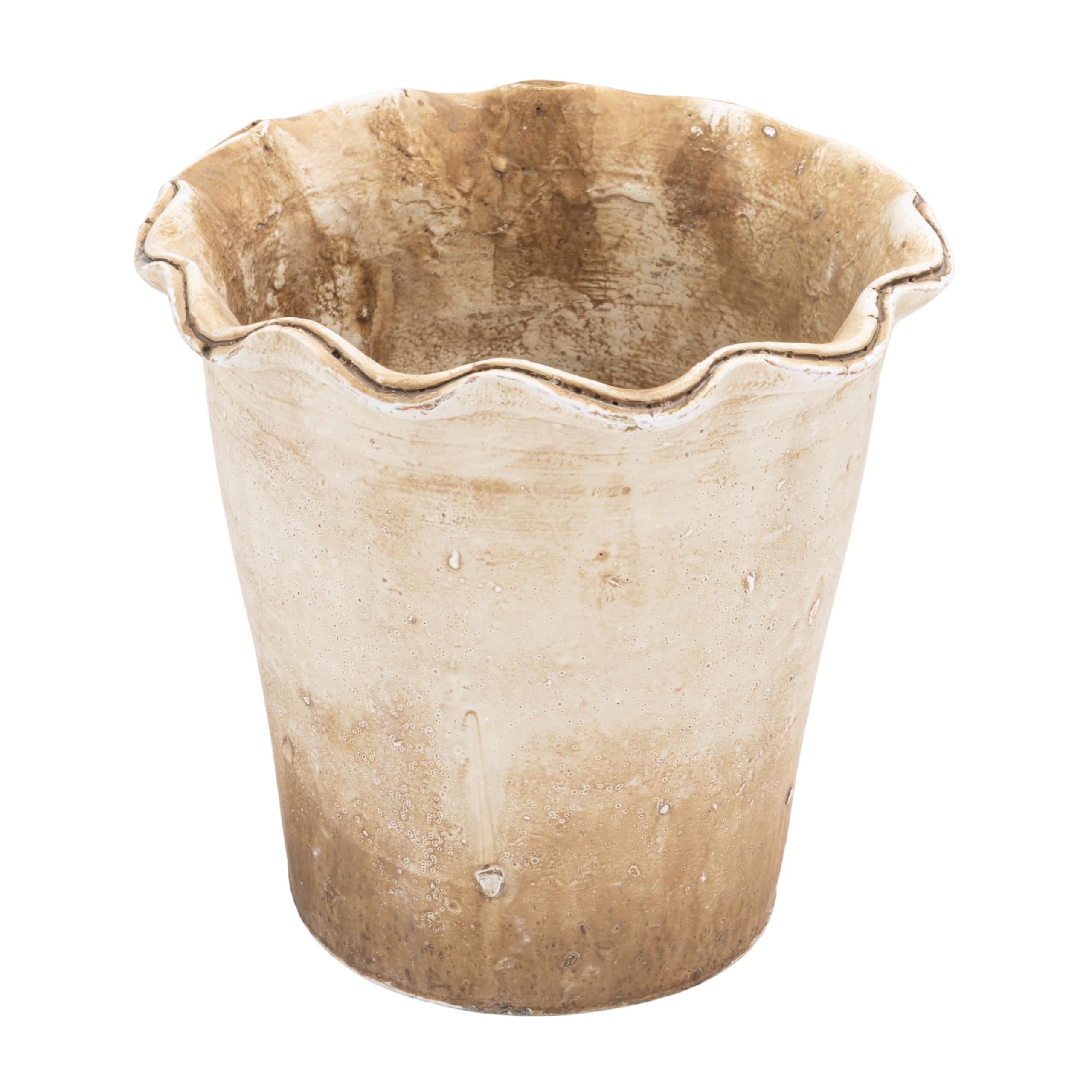 Creative Co-Op front view of terracotta planter showing scalloped rim and balance