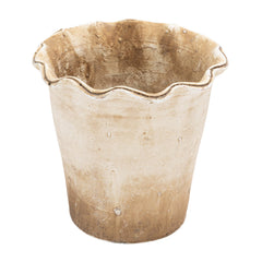 Creative Co-Op front view of terracotta planter showing scalloped rim and balance