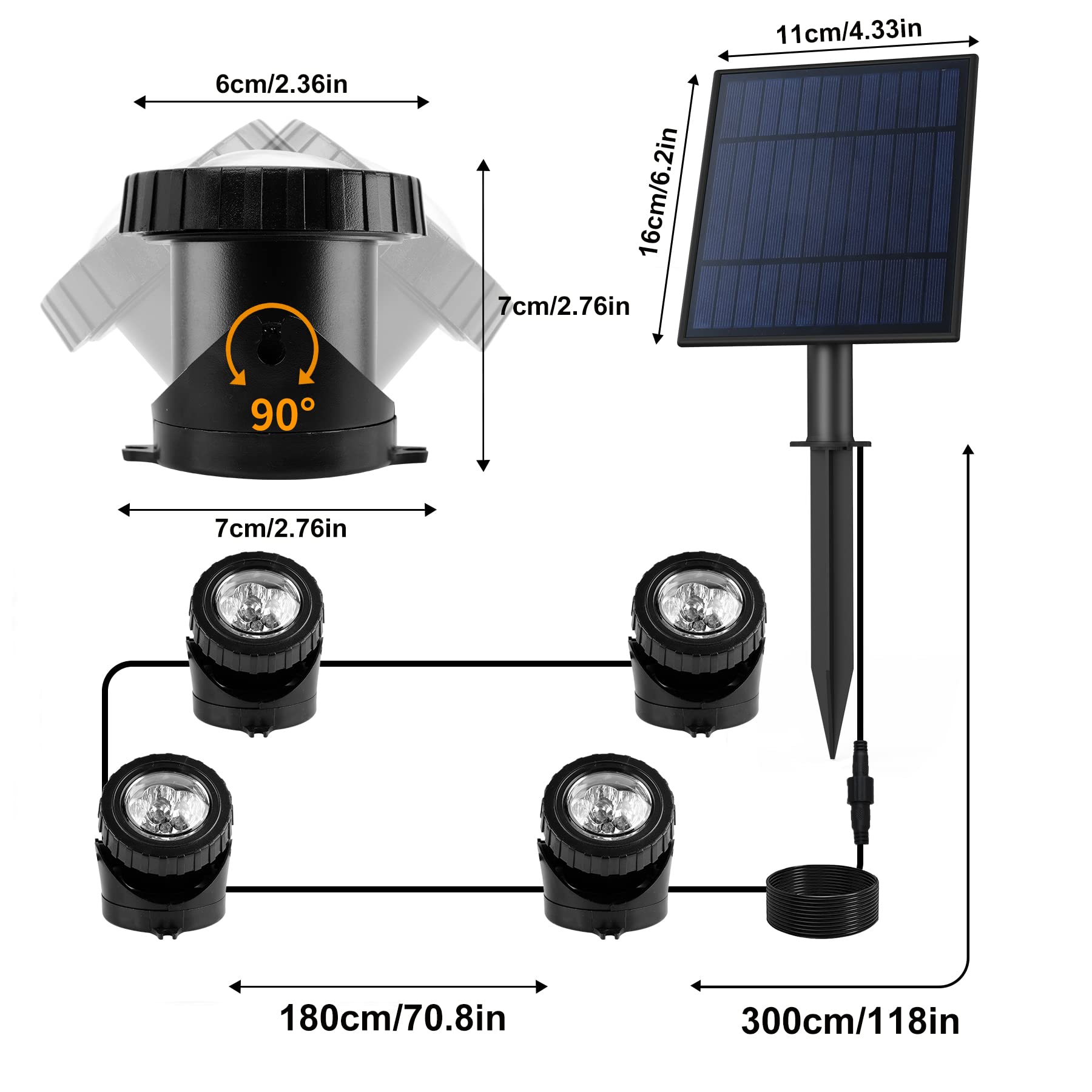 CREPOW solar controller and long cable enabling flexible sun placement