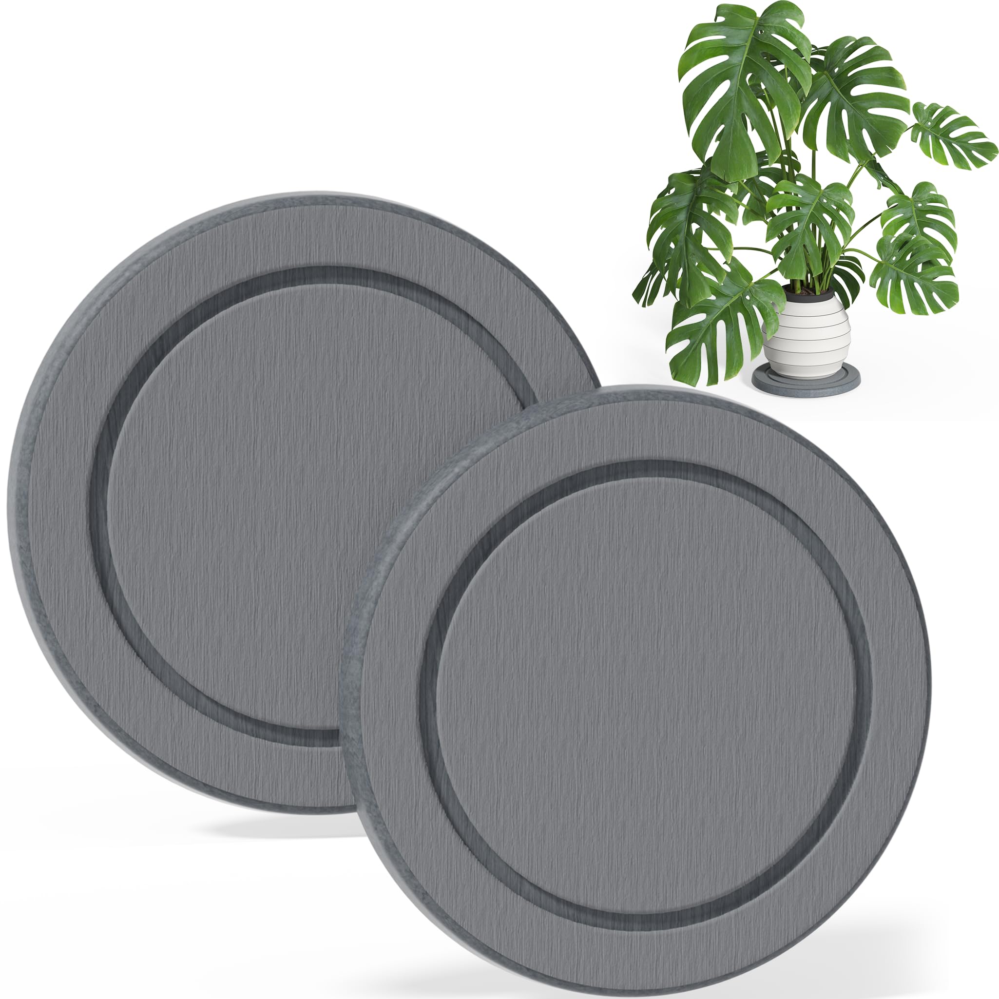 Creproly front view of two 12-inch saucers protecting furniture