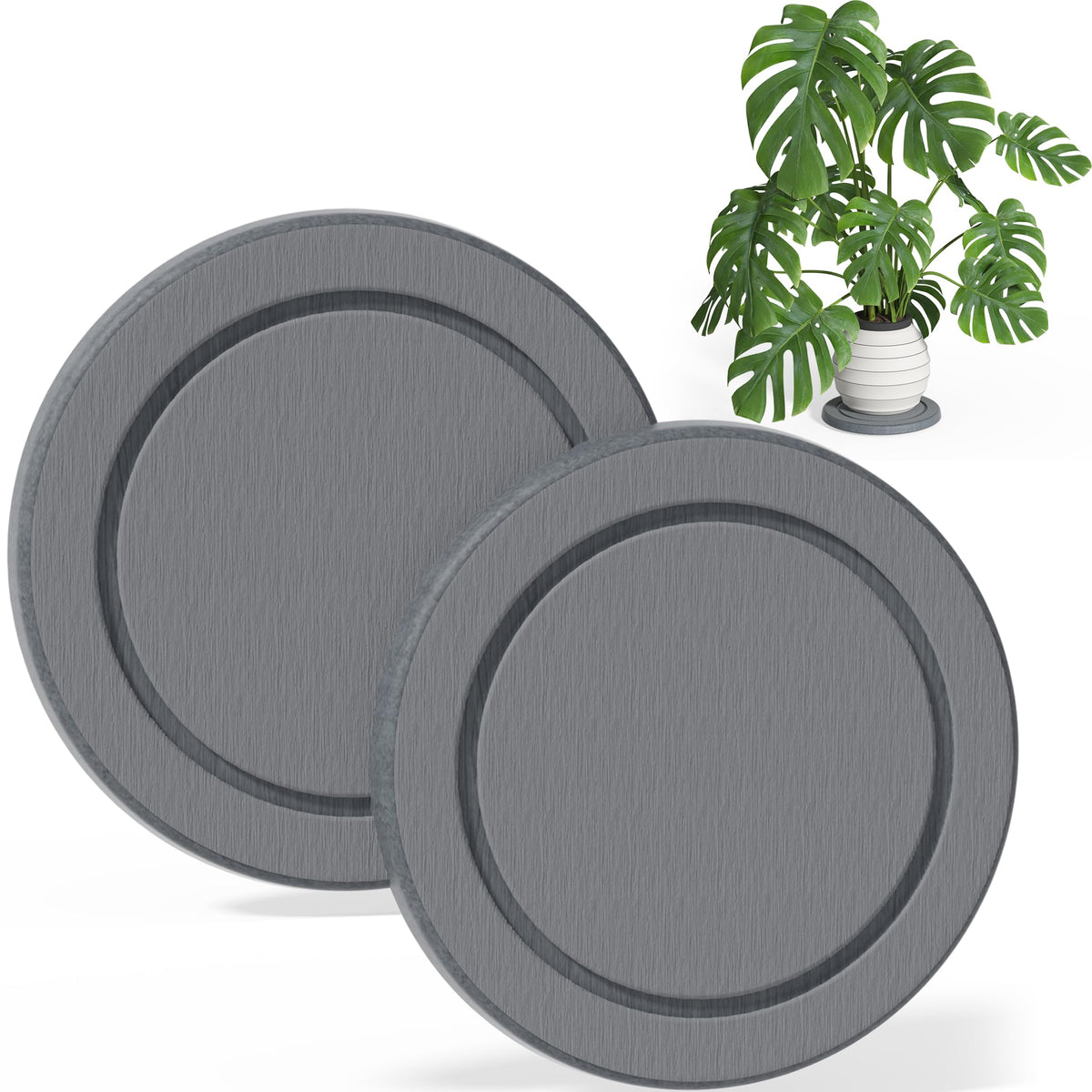 Creproly front view of two 12-inch saucers protecting furniture