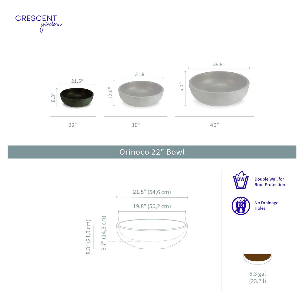 Crescent Garden Orinoco interior dimensions visible to illustrate planting capacity and root space