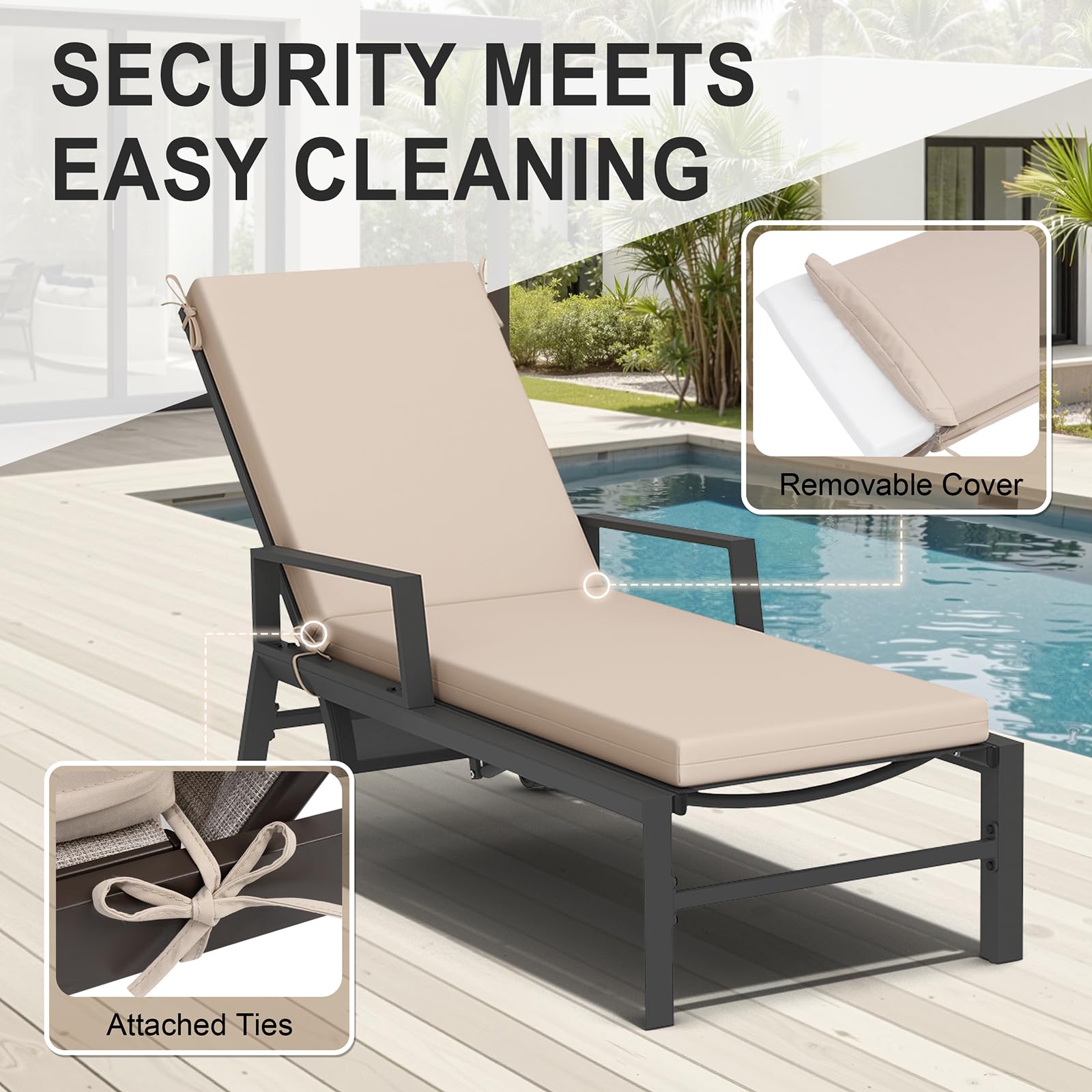 Crestlive built-in ties securing cushion to frame to prevent slipping