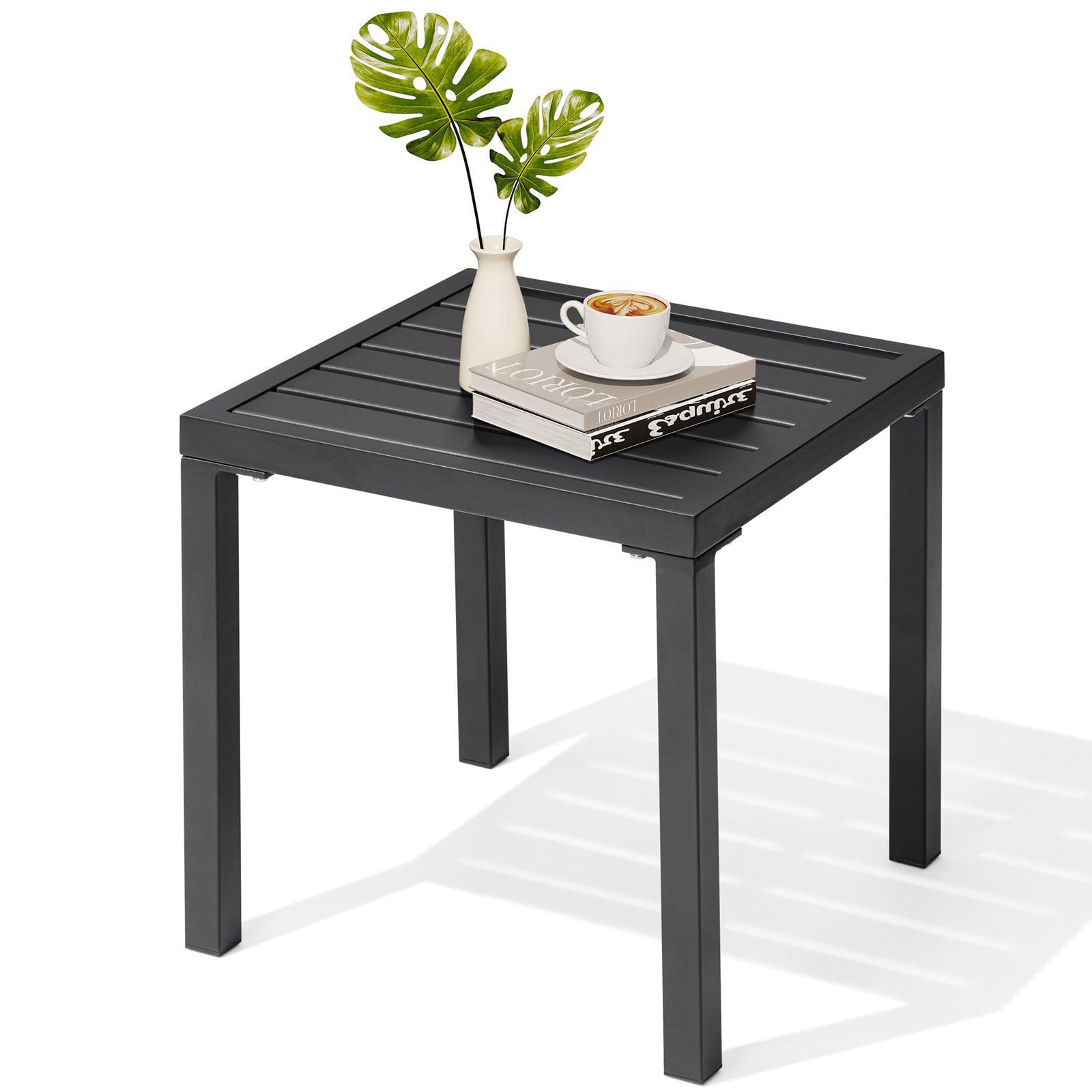 Crestlive front view black side table showing compact stylish design and durability