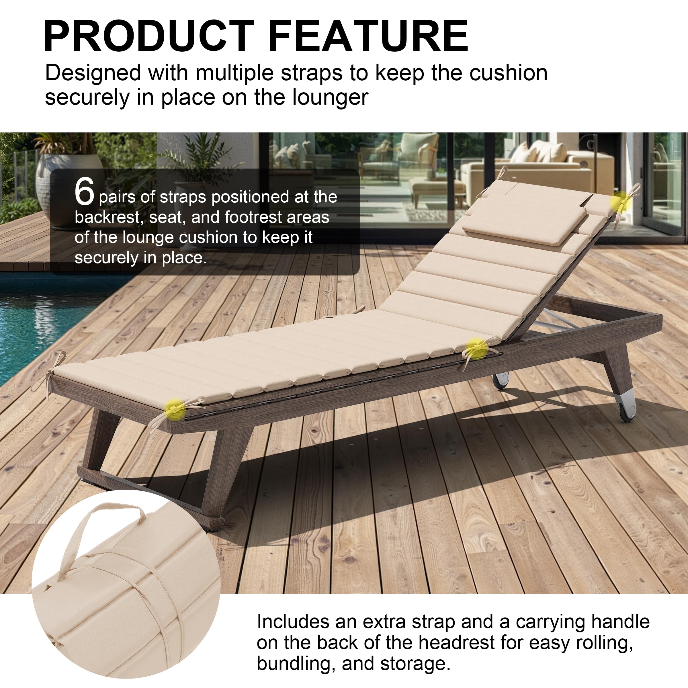 Crestlive chaise cushion in use poolside offering comfortable outdoor lounging