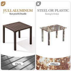 Crestlive two tables styled on patio beside lounge chairs, adds usable surface