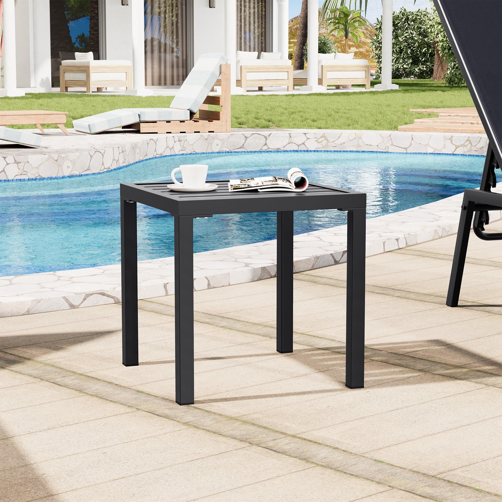 Crestlive side table in patio lounge setting enhancing outdoor comfort and convenience