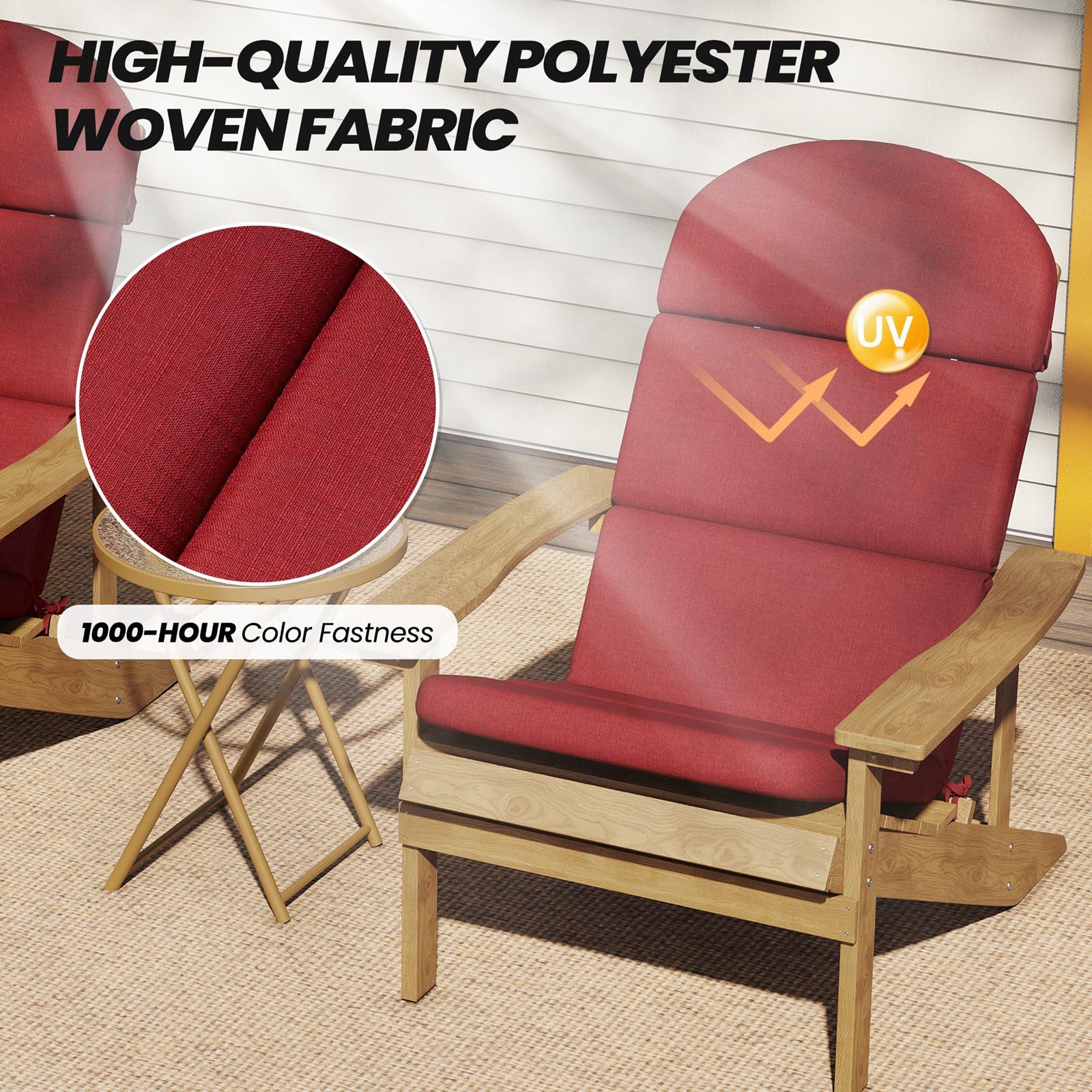 Crestlive adjustable tie strap detail securing cushion to chair