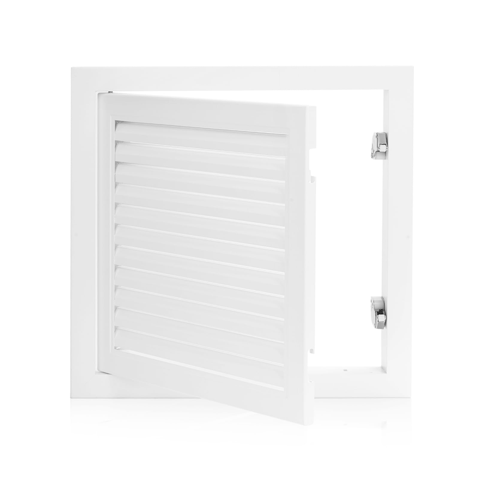 Crezone front view access panel showing clean matte-white finish and flush benefit