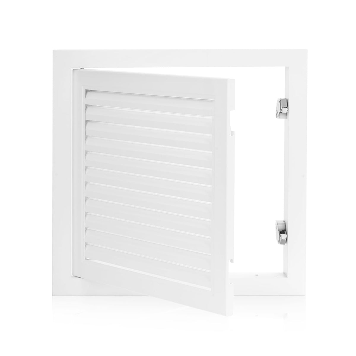 Crezone front view access panel showing clean matte-white finish and flush benefit