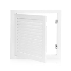 Crezone front view access panel showing clean matte-white finish and flush benefit