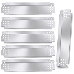 Criditpid front view of six stainless steel heat shields showing compatibility and neat packaging benefit